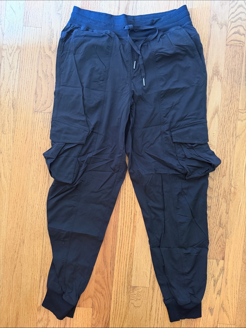 Women’s Lululemon Black Cargo Jogger Pants - Stretch Drawstring Waist
